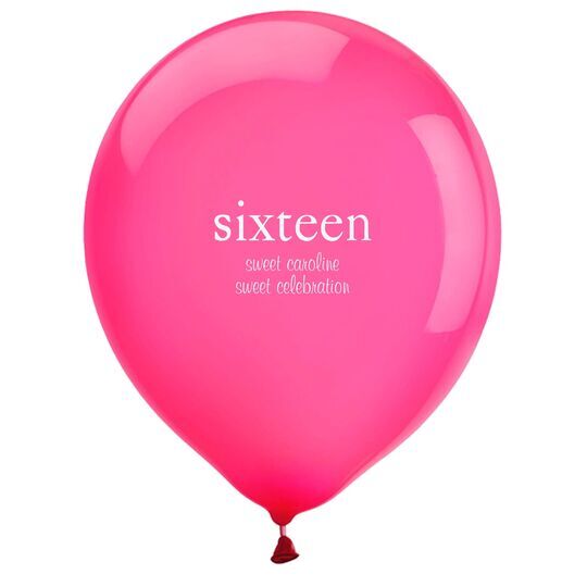 Big Number Sixteen Latex Balloons